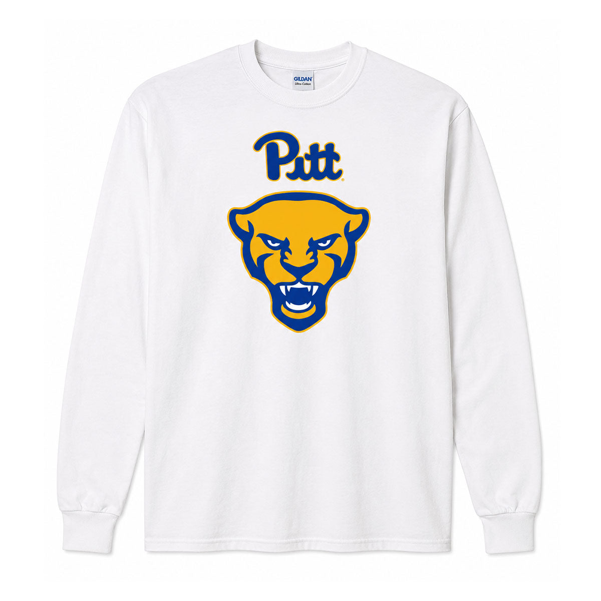 Pitt Panther Head Soft-Style White Long Sleeve Tee
