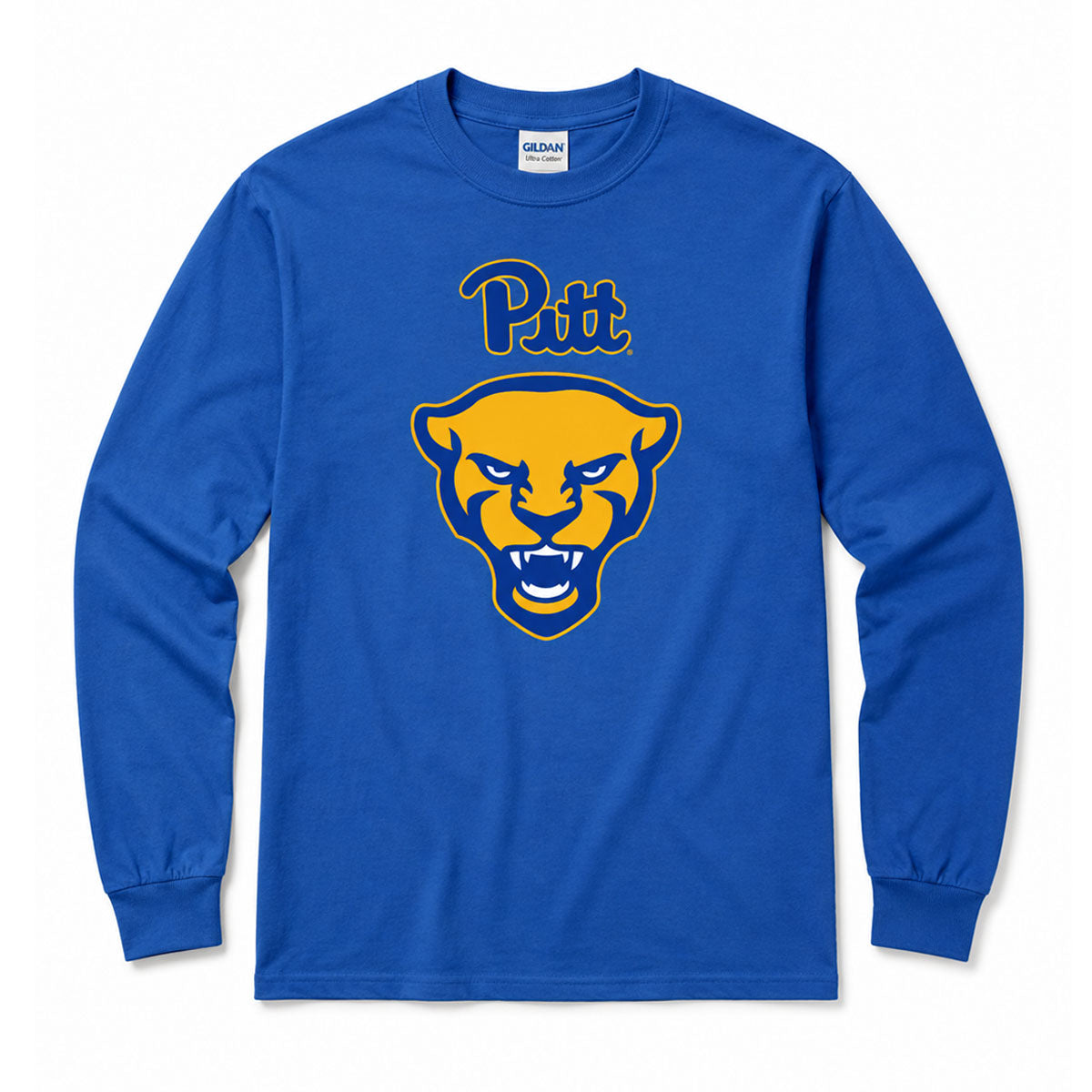 Pitt Panther Head Soft-Style Blue Long Sleeve Tee