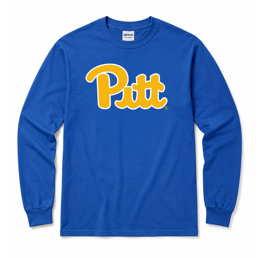 Pitt Script Soft-Style Blue Long Sleeve Tee
