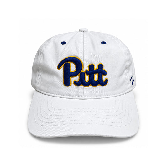 Pitt Panthers Zephyr White Script Adjustable Hat