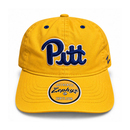 Pitt Panthers Zephyr Gold Script Adjustable Hat