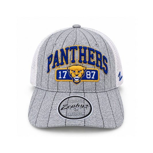 Pitt Panthers Zephyr 1787 Heather Gray Trucker Snapback Hat