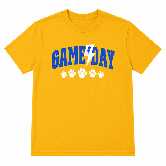 Game Day Paw Print Gold Tee