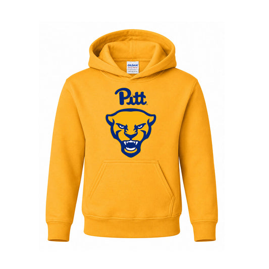 Youth Pitt Panther Head Gold Soft-Style Hoodie