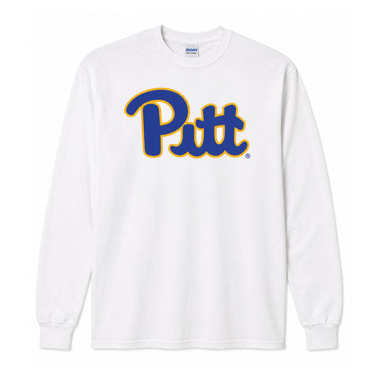 Pitt Script Soft-Style White Long Sleeve Tee