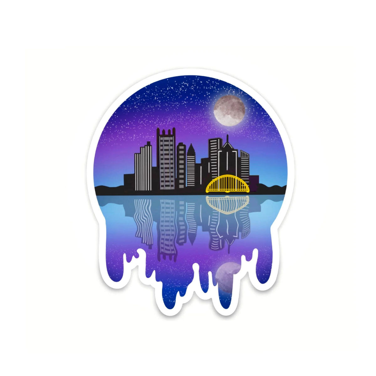 Pittsburgh Skyline Drippy Globe Waterproof Vinyl Sticker