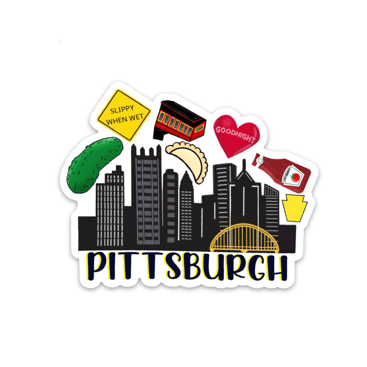 Pittsburgh Icons Skyline Waterproof Vinyl Sticker