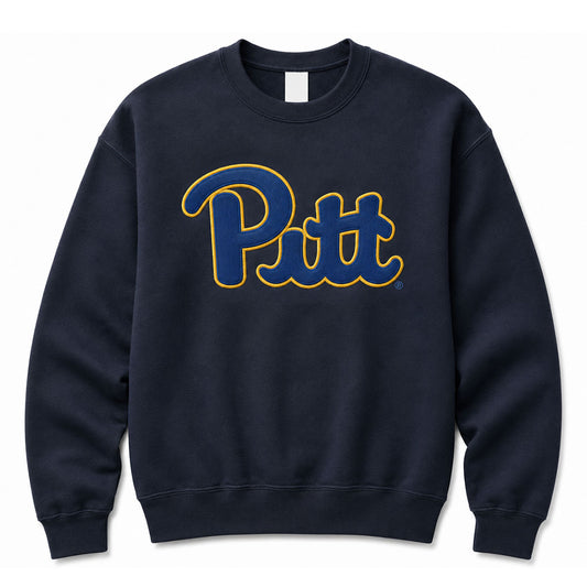Pitt Script Soft-Style Embroidered Charcoal Gray Crew Neck