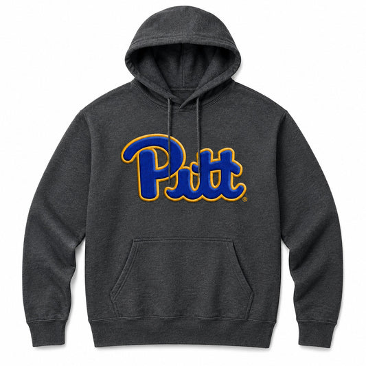 Embroidered Pitt Script Charcoal Gray Hoodie