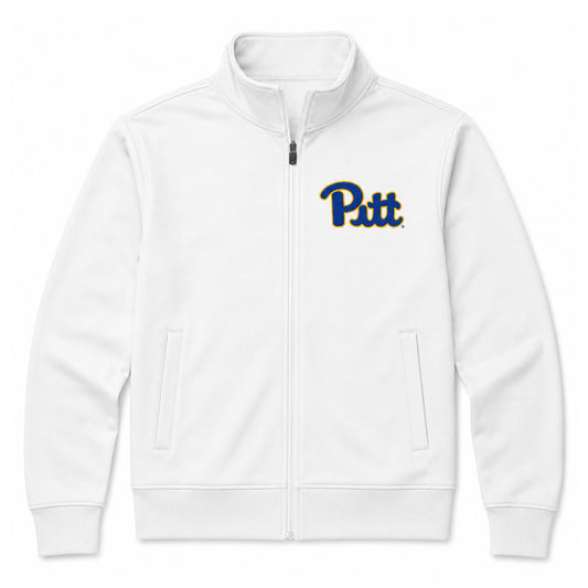 Embroidered Sport-Wick Fleece Full-Zip White Jacket