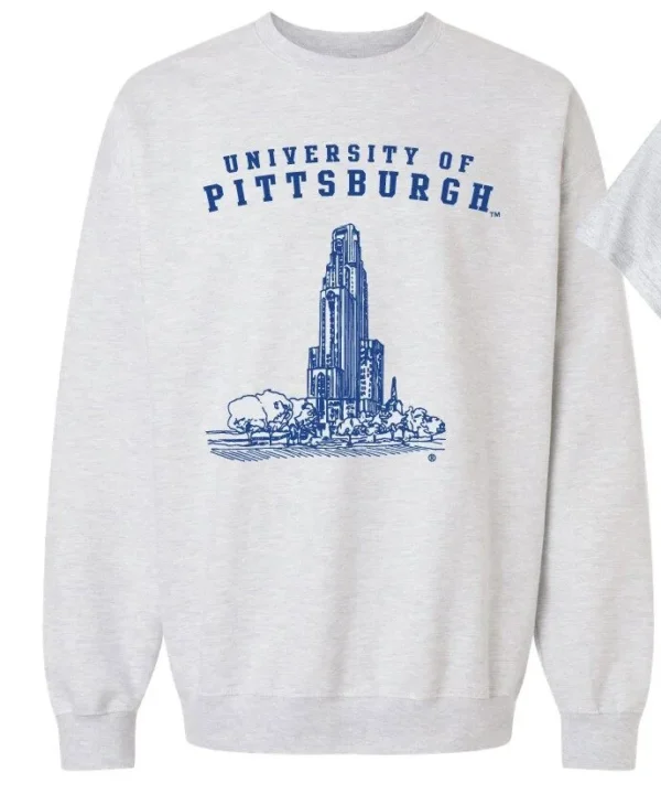 NCAA University of Pittsburgh Cathedral of Learning Soft-Style Crew Neck Ash Gray