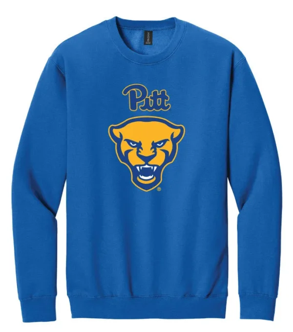 NCAA Pitt Panther Head Soft-Style Screenprint Crew Neck Royal Blue